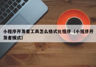 小程序开发者工具怎么格式化程序（小程序开发者模式）